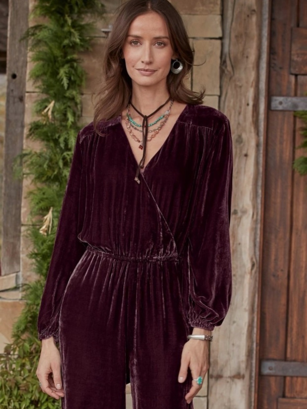 Sundance Purple Wide Leg Jumpsuit SZ M Boho Whimsigoth Artsy Tie Waist